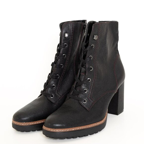 Naturalizer Leather Boot Ankle Lace Up Callie Black NEW - Picture 1 of 15